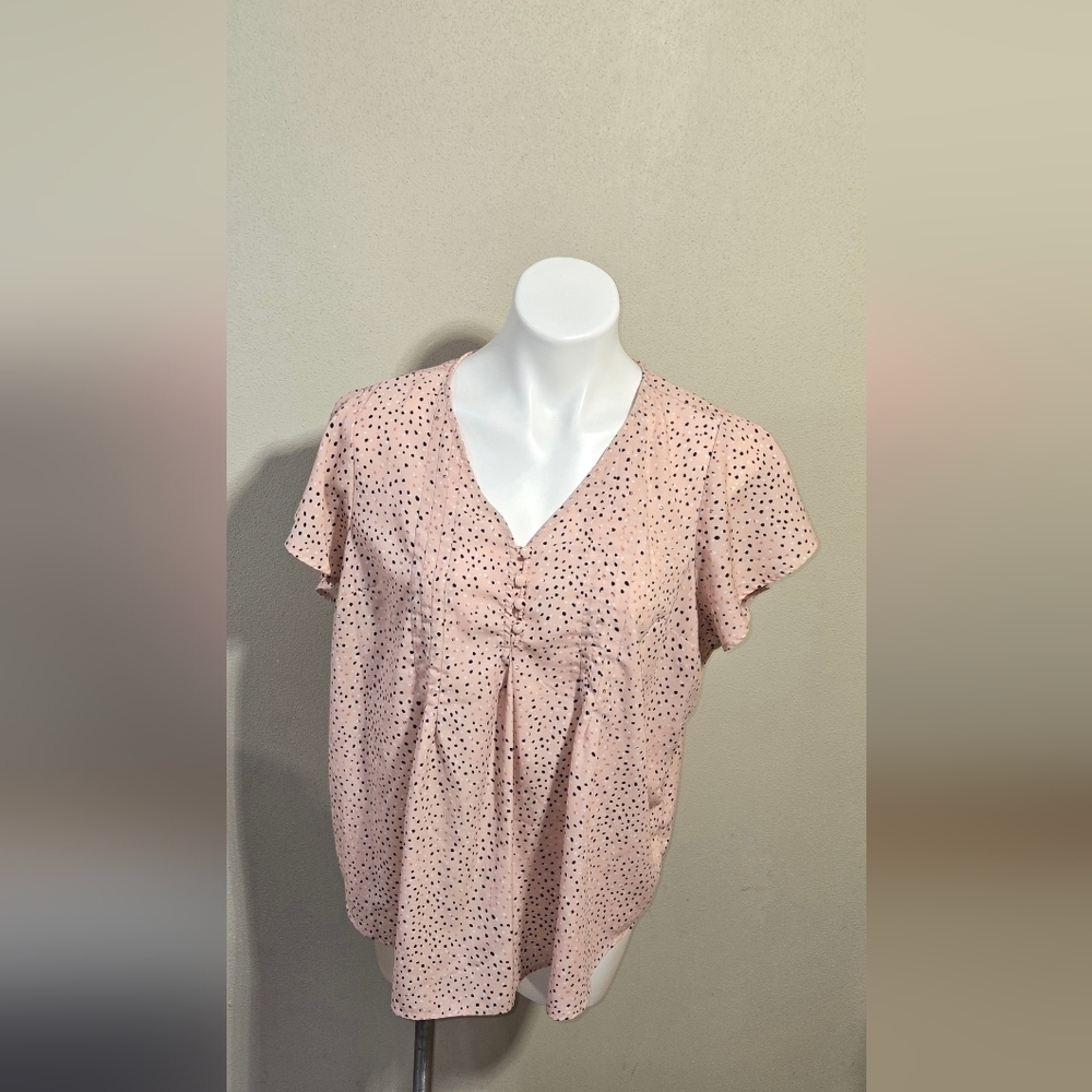 Pretty Torrid Pink Polka Dot Print Georgette Flowy Blouse Size 0